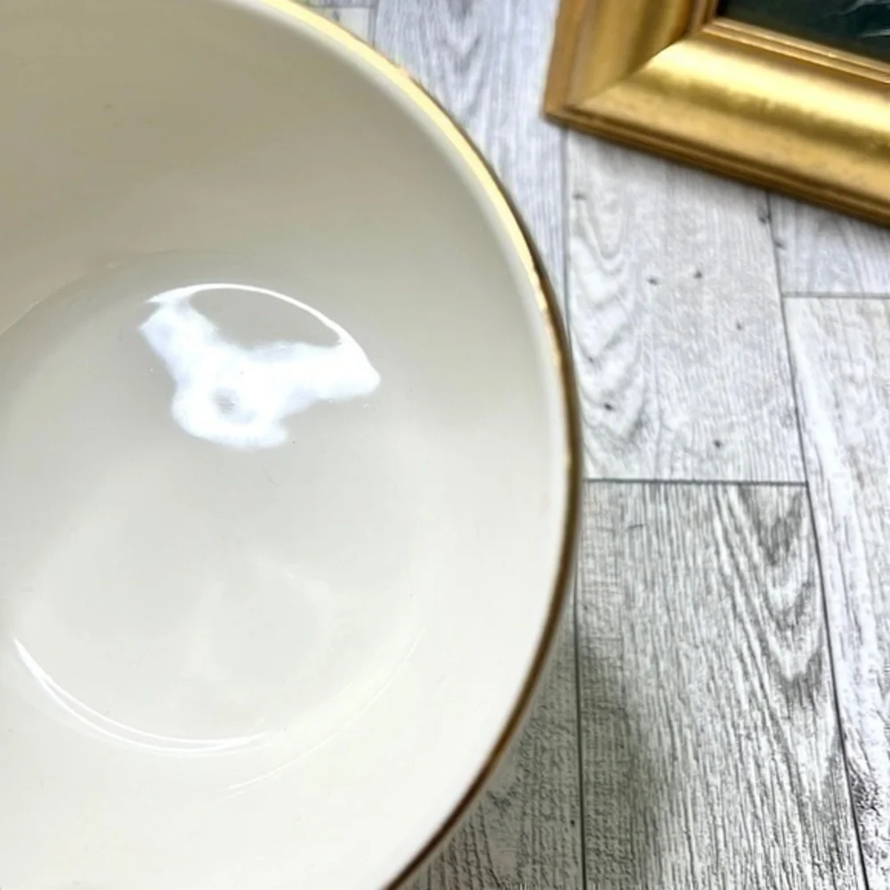 Lenox American By Design Holiday Bowl Green Holly & Red Ribbon Gold Trim